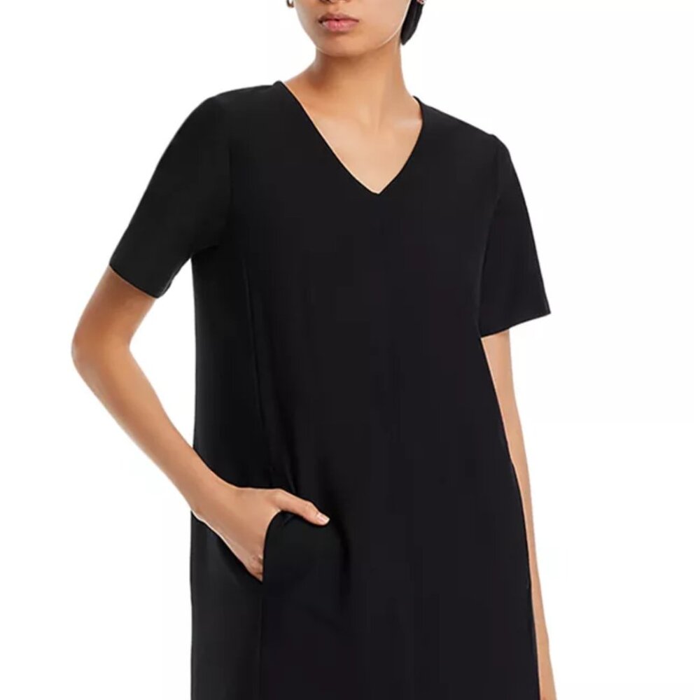 NWT Eileen Fisher V Neck Short Sleeve Crepe Dress
